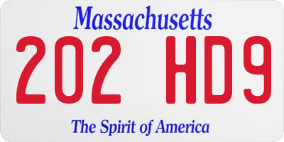 MA license plate 202HD9