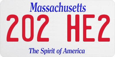 MA license plate 202HE2