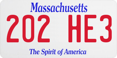 MA license plate 202HE3