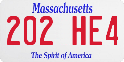 MA license plate 202HE4