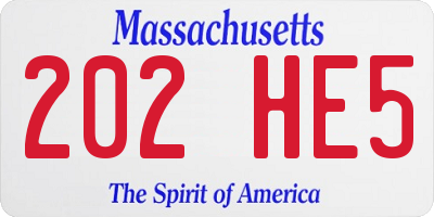 MA license plate 202HE5