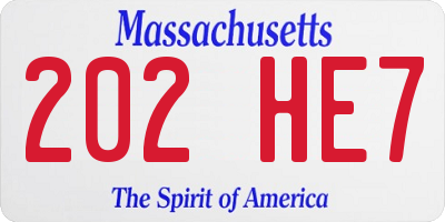 MA license plate 202HE7