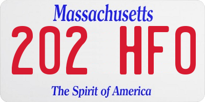 MA license plate 202HF0