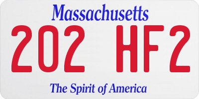 MA license plate 202HF2