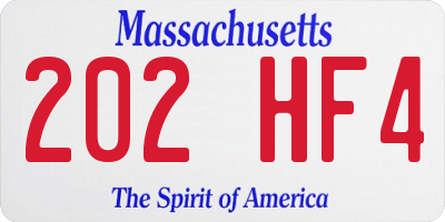 MA license plate 202HF4