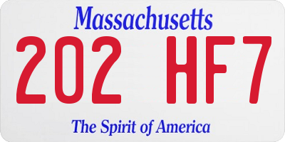 MA license plate 202HF7