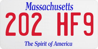 MA license plate 202HF9