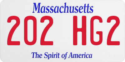 MA license plate 202HG2