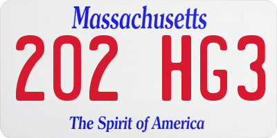MA license plate 202HG3