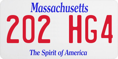 MA license plate 202HG4