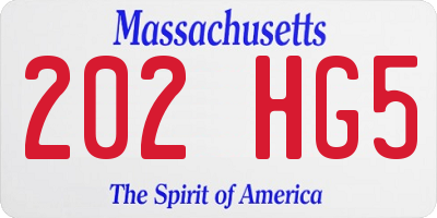MA license plate 202HG5