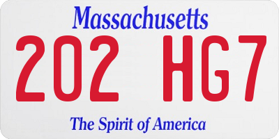MA license plate 202HG7