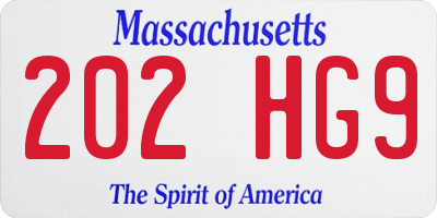 MA license plate 202HG9