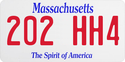 MA license plate 202HH4