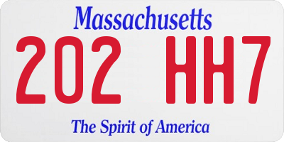 MA license plate 202HH7