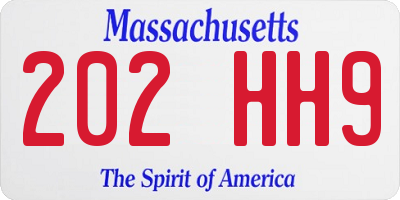MA license plate 202HH9