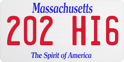 MA license plate 202HI6