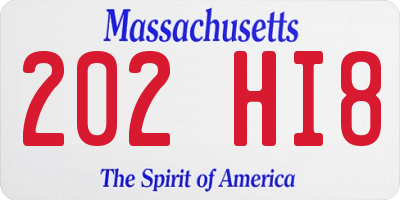 MA license plate 202HI8