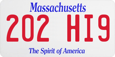 MA license plate 202HI9