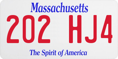 MA license plate 202HJ4