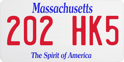MA license plate 202HK5