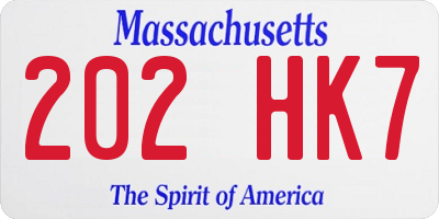 MA license plate 202HK7