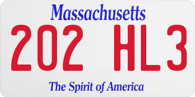MA license plate 202HL3