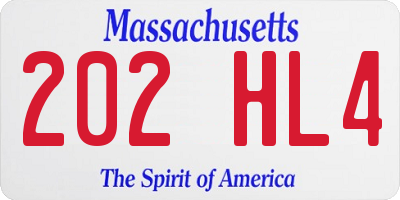 MA license plate 202HL4