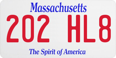 MA license plate 202HL8