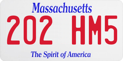 MA license plate 202HM5