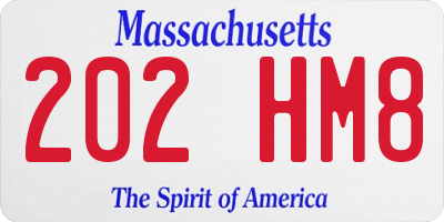 MA license plate 202HM8