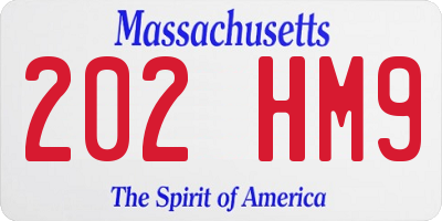 MA license plate 202HM9