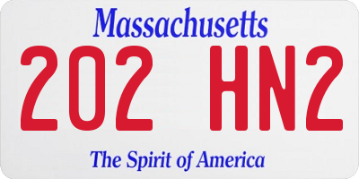 MA license plate 202HN2