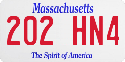 MA license plate 202HN4
