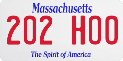 MA license plate 202HO0
