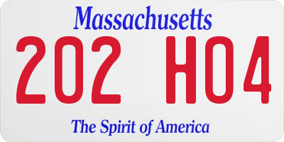MA license plate 202HO4