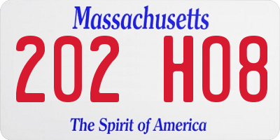 MA license plate 202HO8