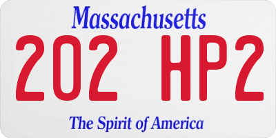 MA license plate 202HP2