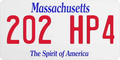MA license plate 202HP4