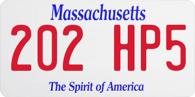 MA license plate 202HP5