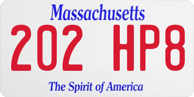 MA license plate 202HP8
