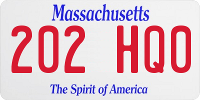 MA license plate 202HQ0