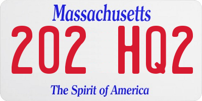 MA license plate 202HQ2