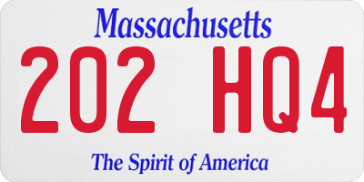 MA license plate 202HQ4