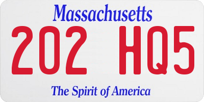MA license plate 202HQ5