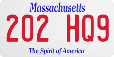 MA license plate 202HQ9