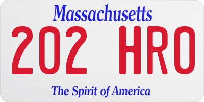 MA license plate 202HR0