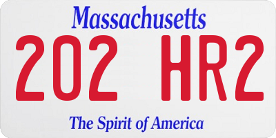 MA license plate 202HR2