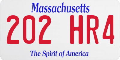 MA license plate 202HR4