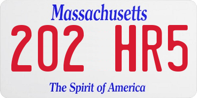 MA license plate 202HR5
